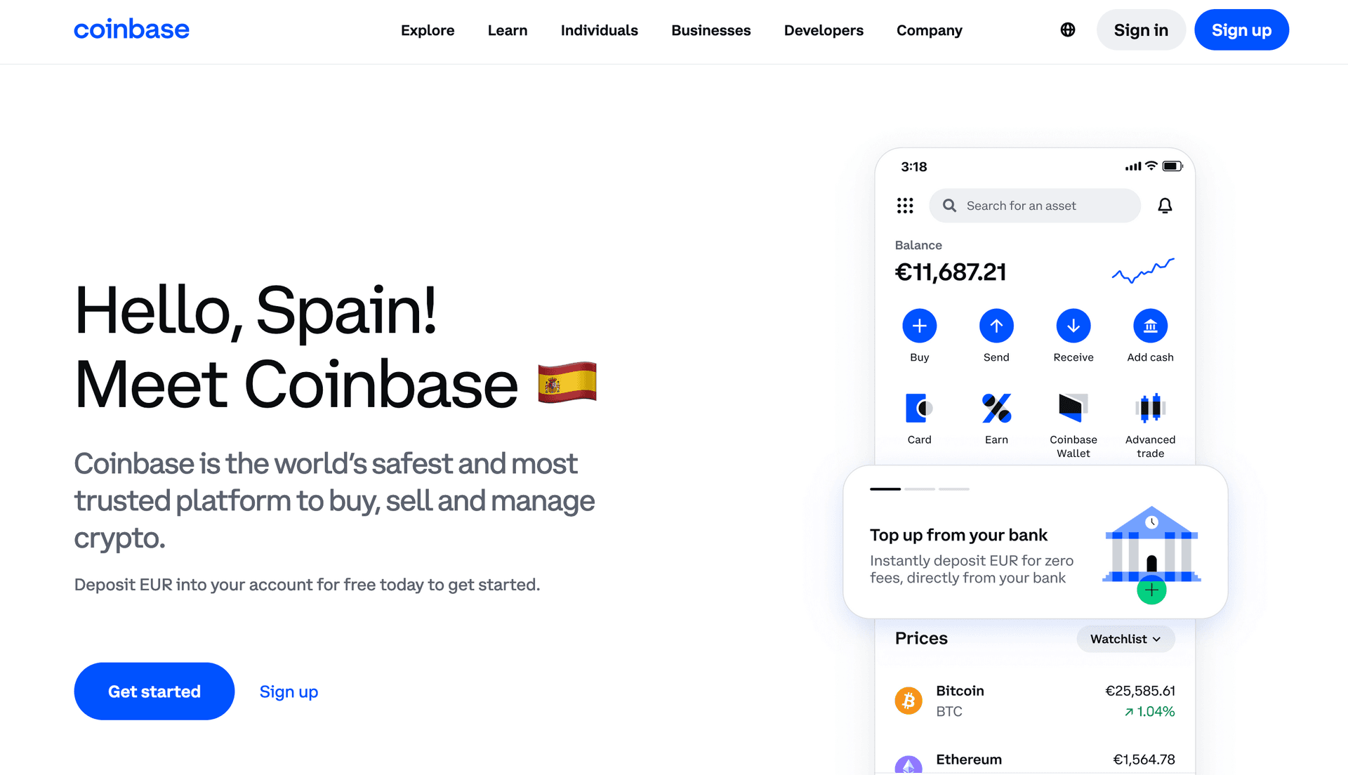 Coinbase Home Page
