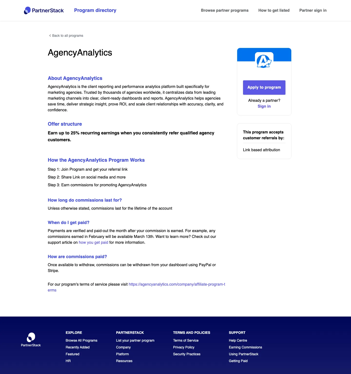 AgencyAnalytics — Program page
