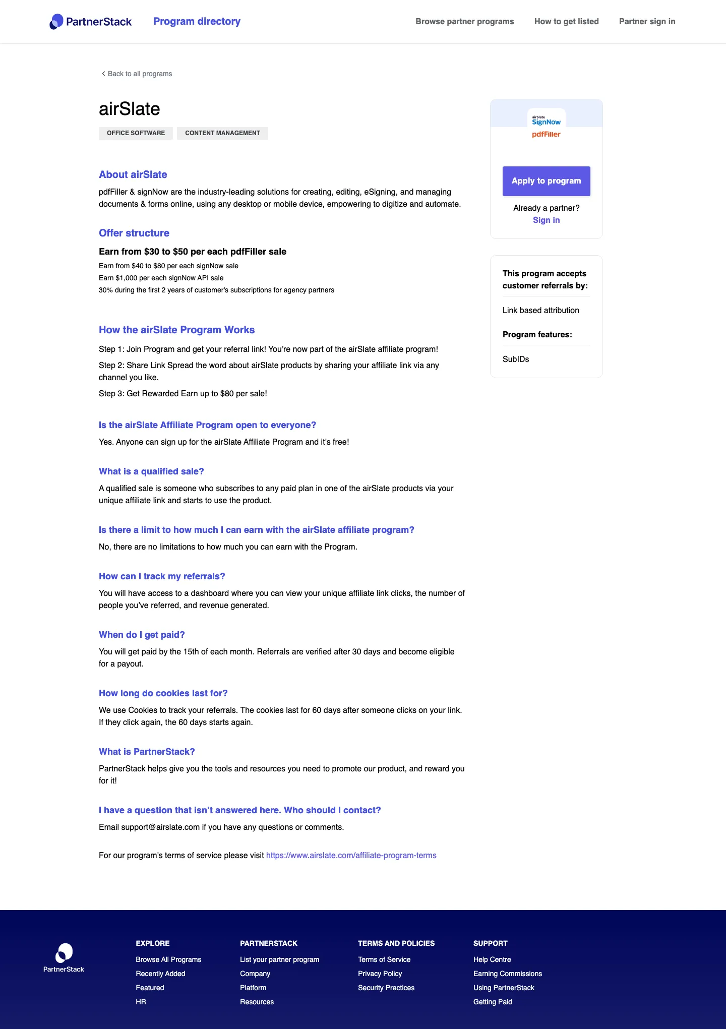 airSlate — Program page