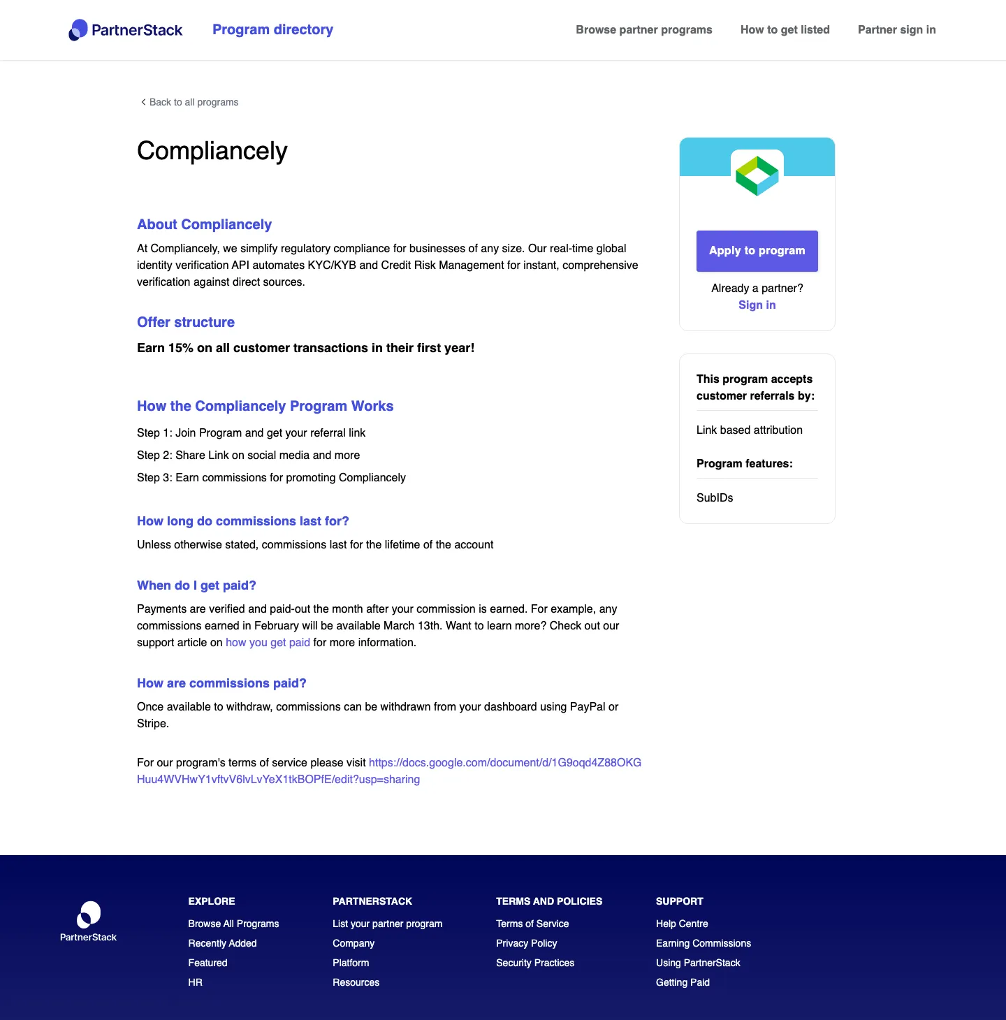 Compliancely — Program page