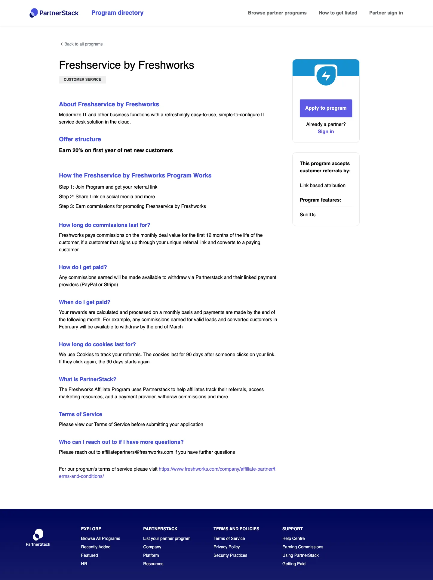 Freshservice by Freshworks — Program page