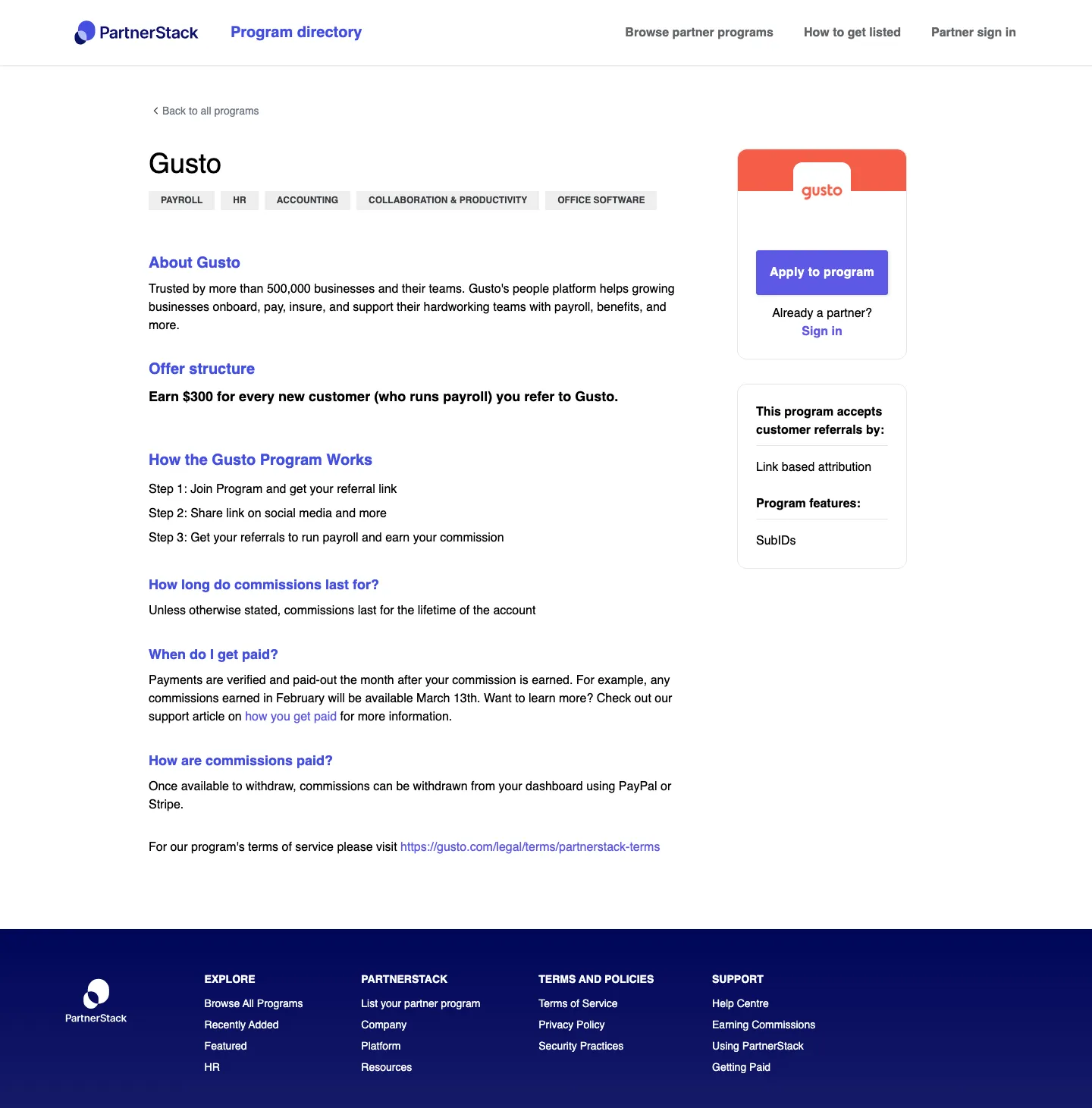 Gusto — Program page