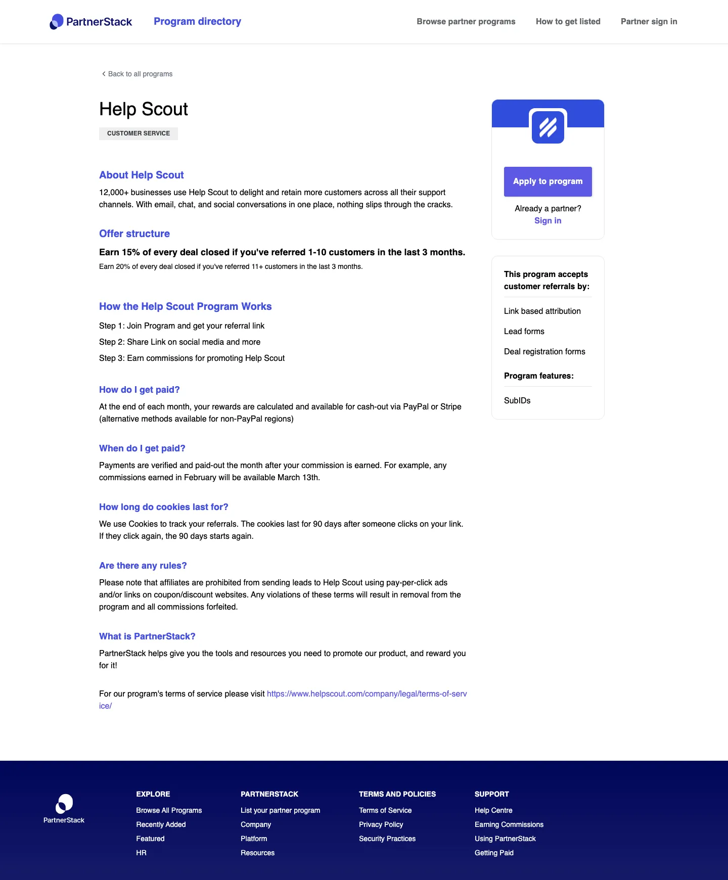 Help Scout — Program page