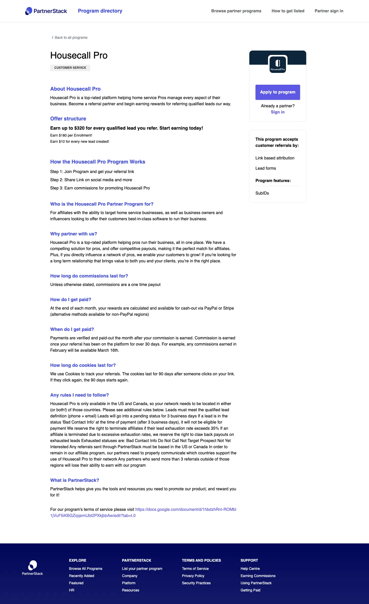 Housecall Pro — Program page