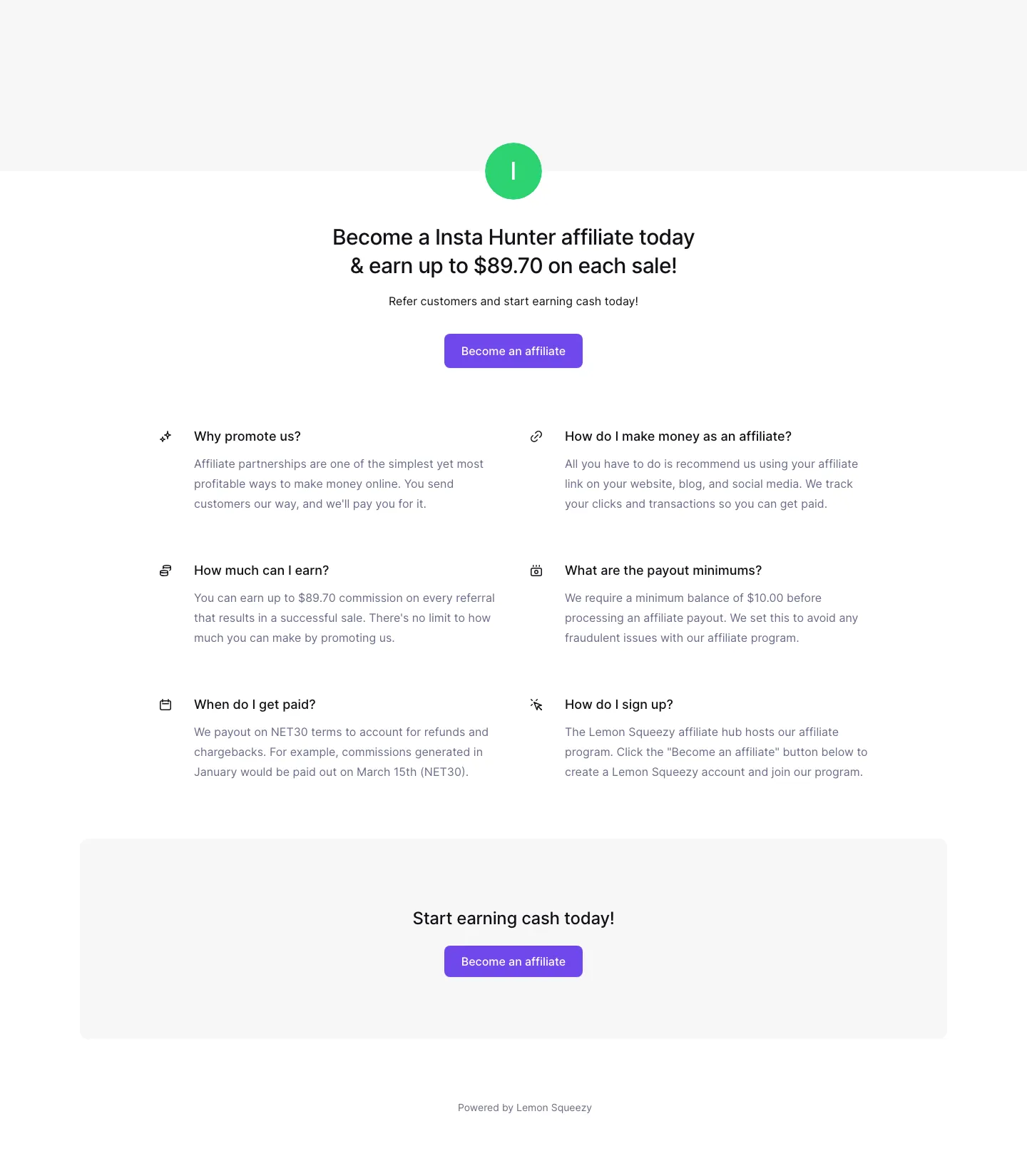 Insta Hunter — Program page