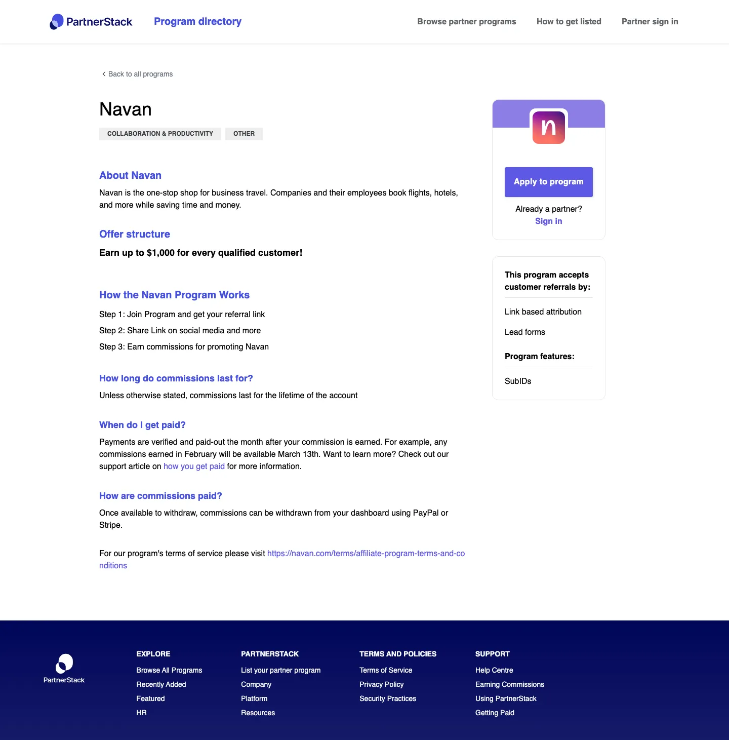 Navan — Program page