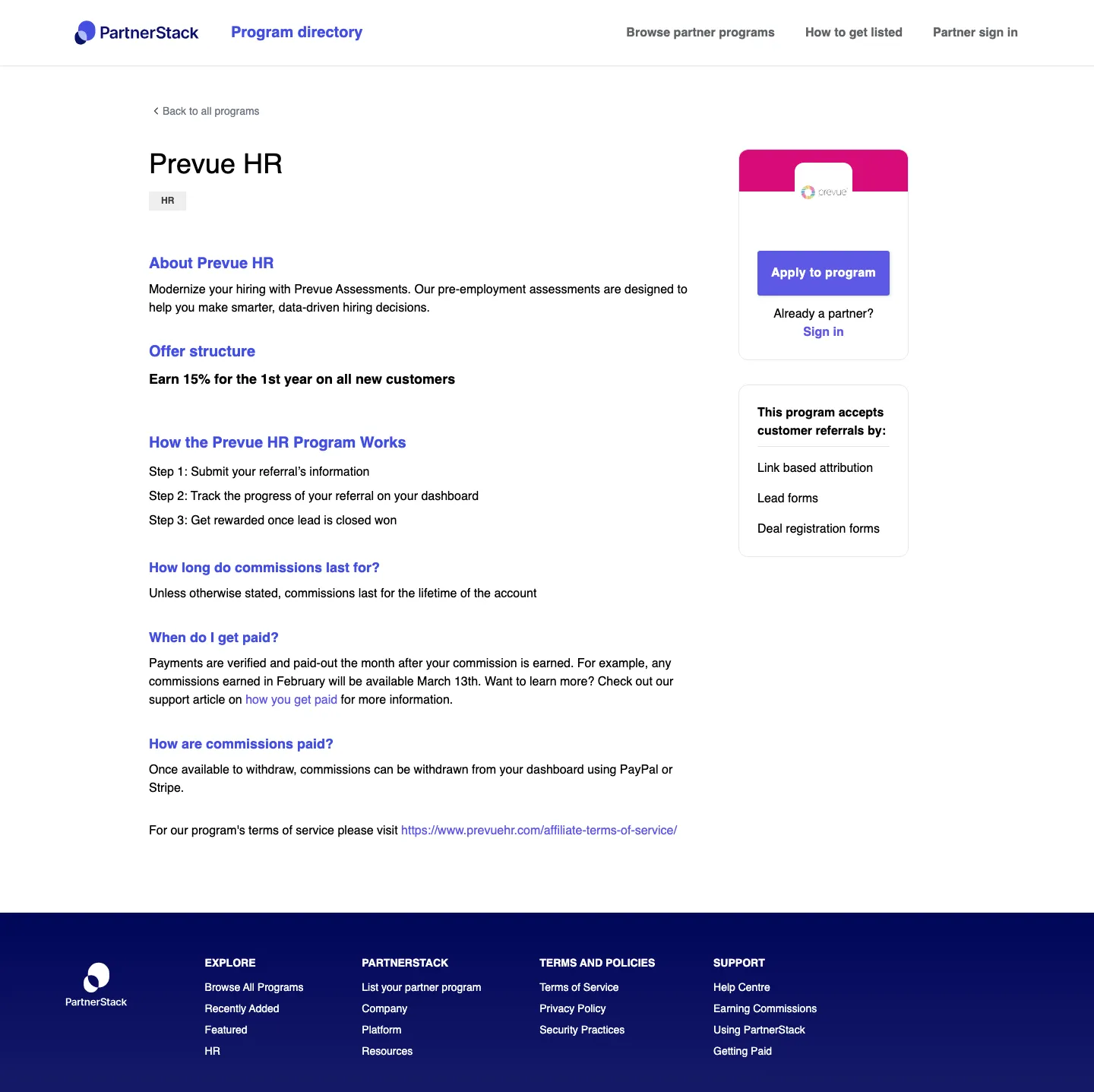 Prevue HR — Program page