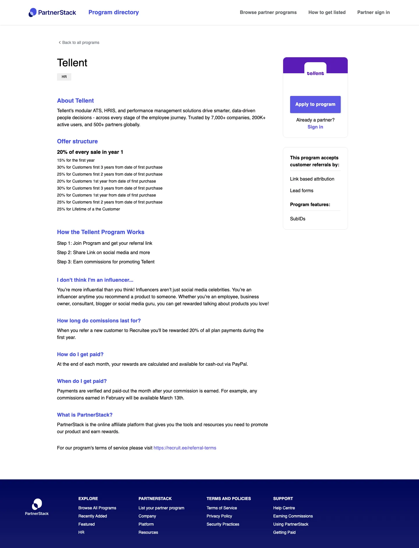 Tellent — Program page