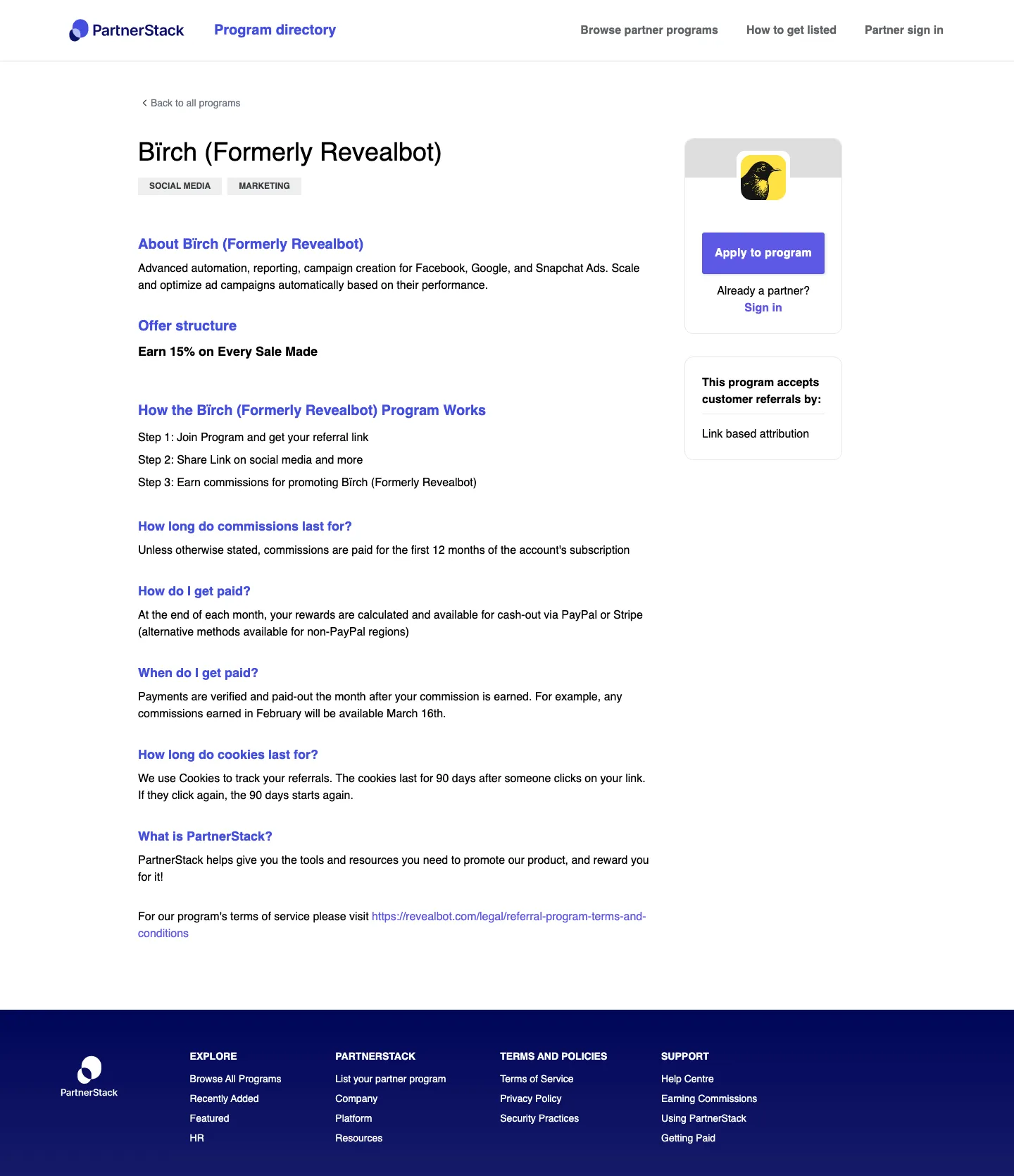 Bïrch (Formerly Revealbot) — Program page