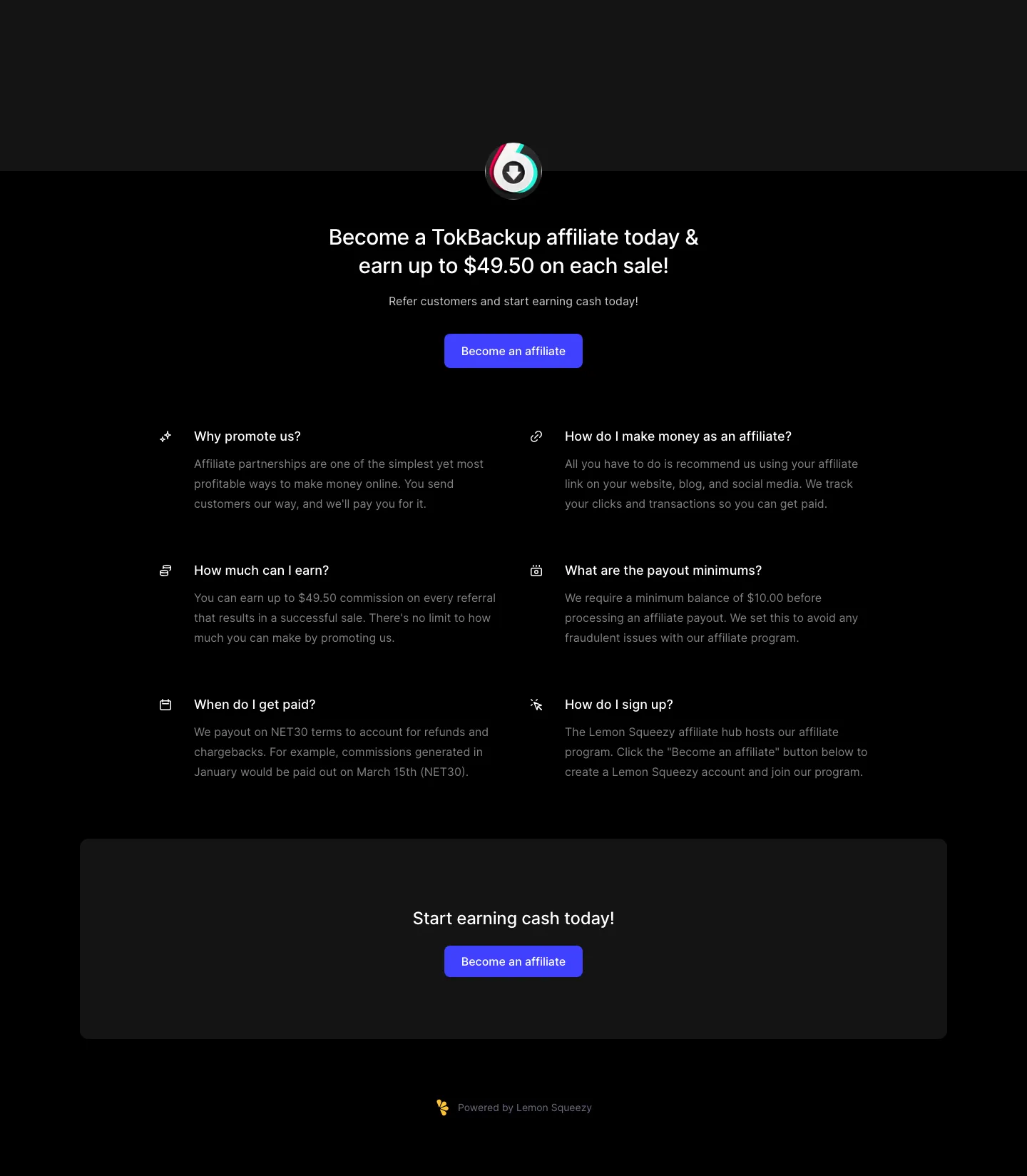TokBackup — Program page