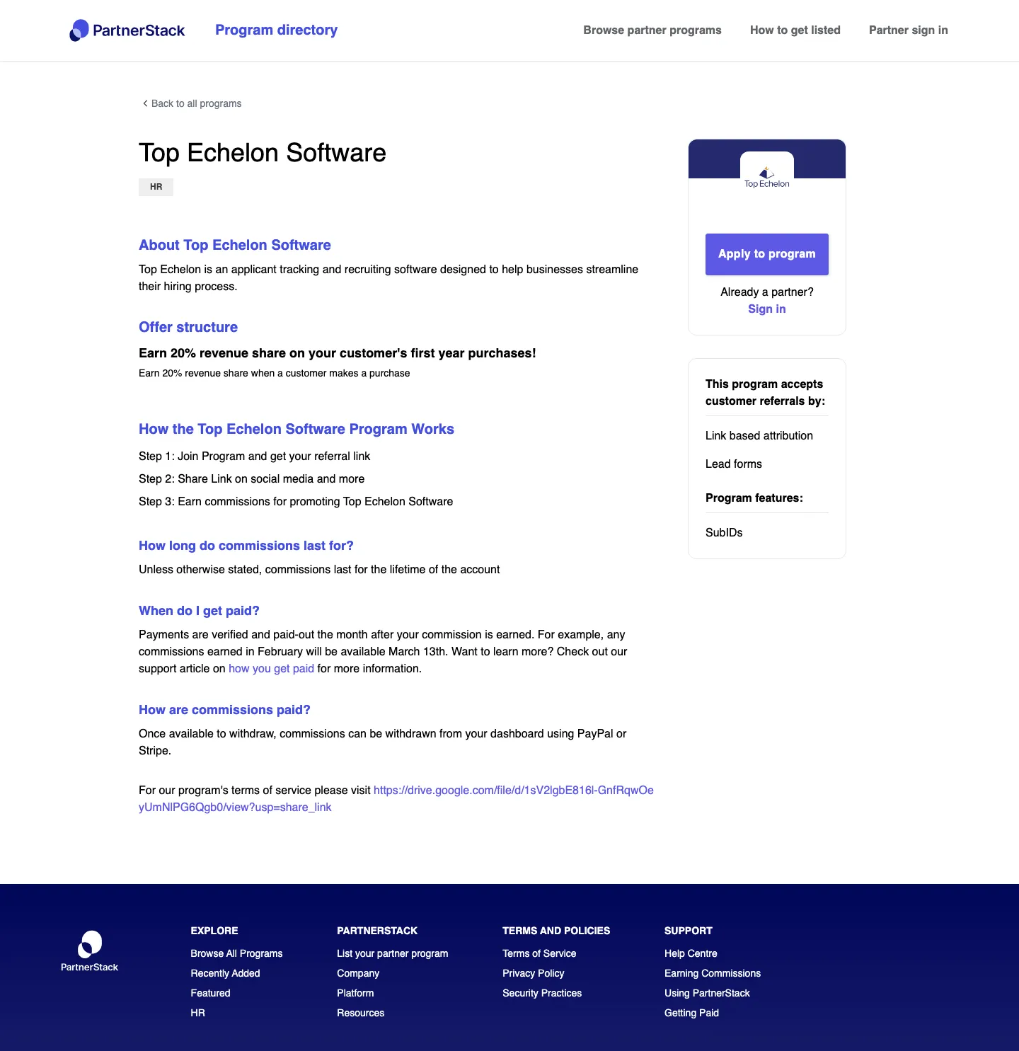 Top Echelon Software — Program page