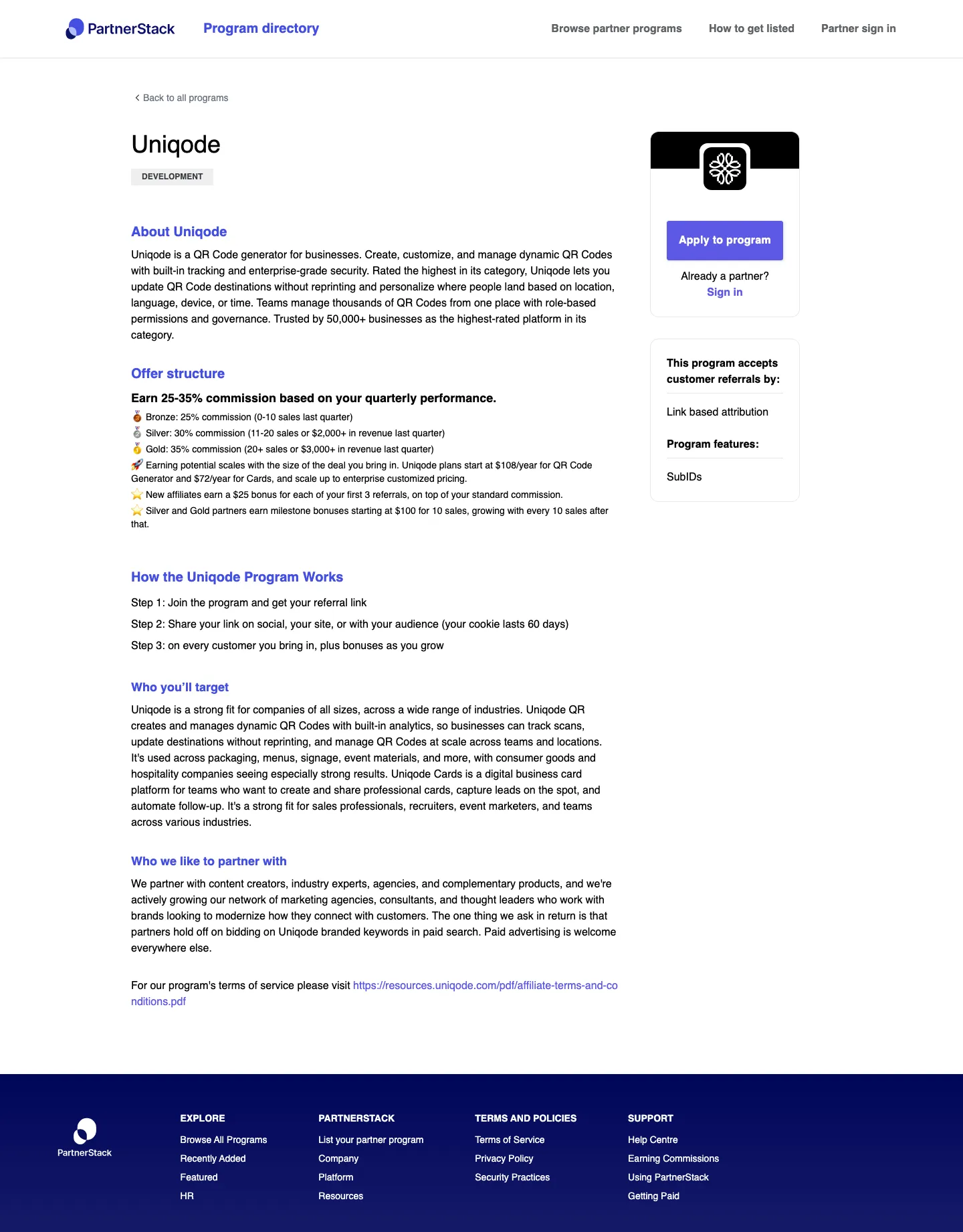 Uniqode — Program page