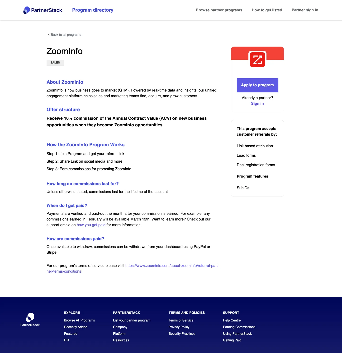 ZoomInfo — Program page
