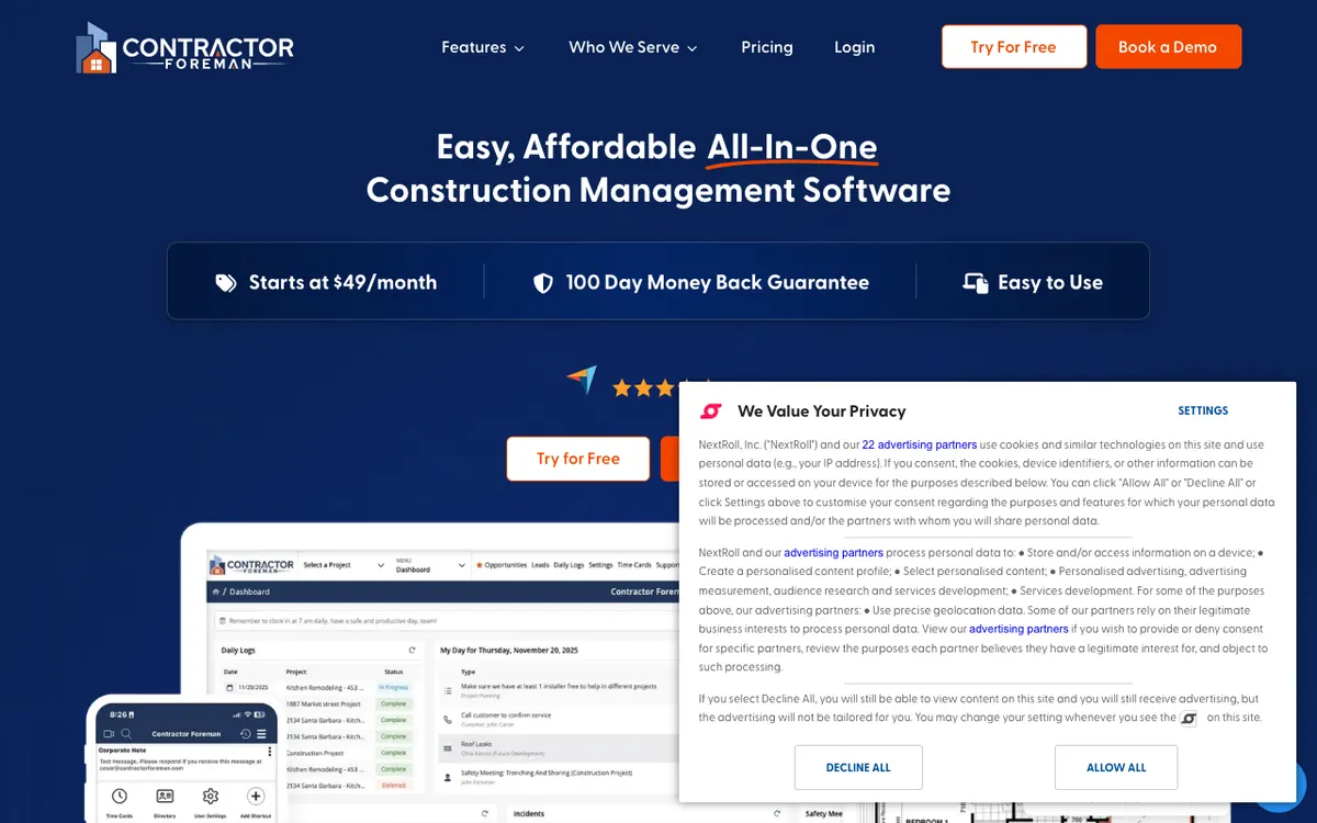 Contractor Foreman website