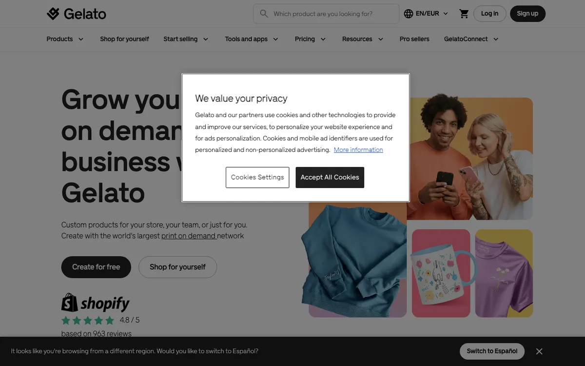 Gelato website