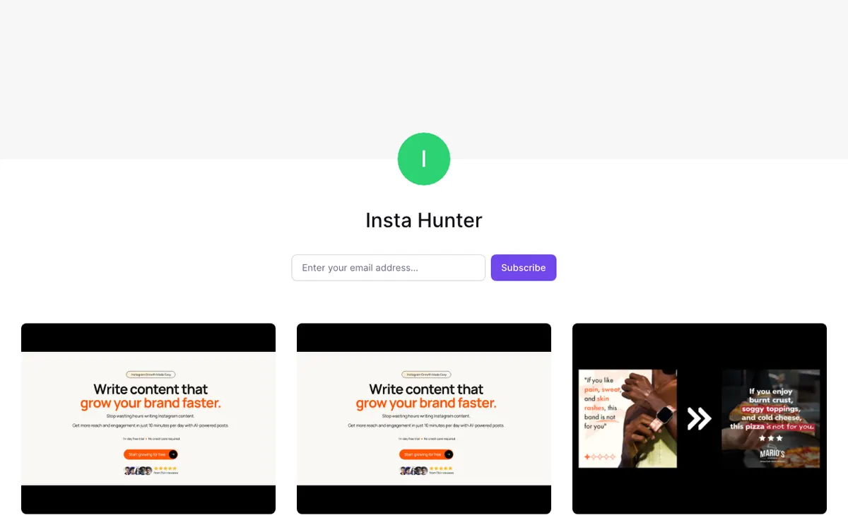 Insta Hunter website