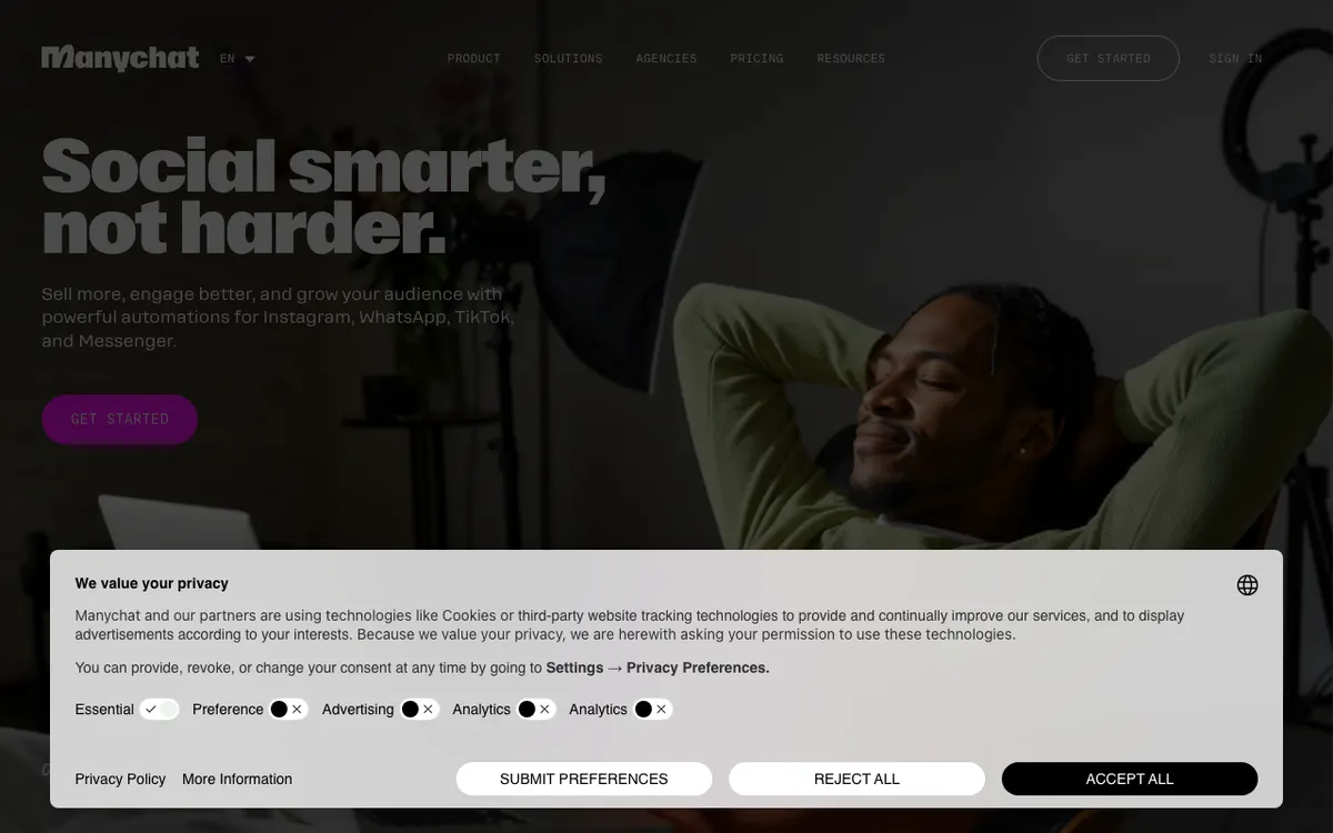 Manychat website