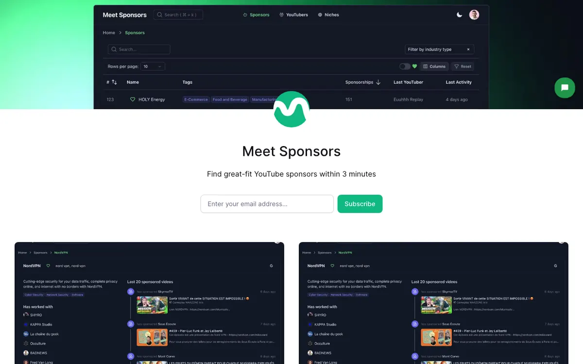Meet Sponsors website