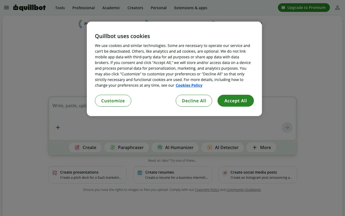 QuillBot website