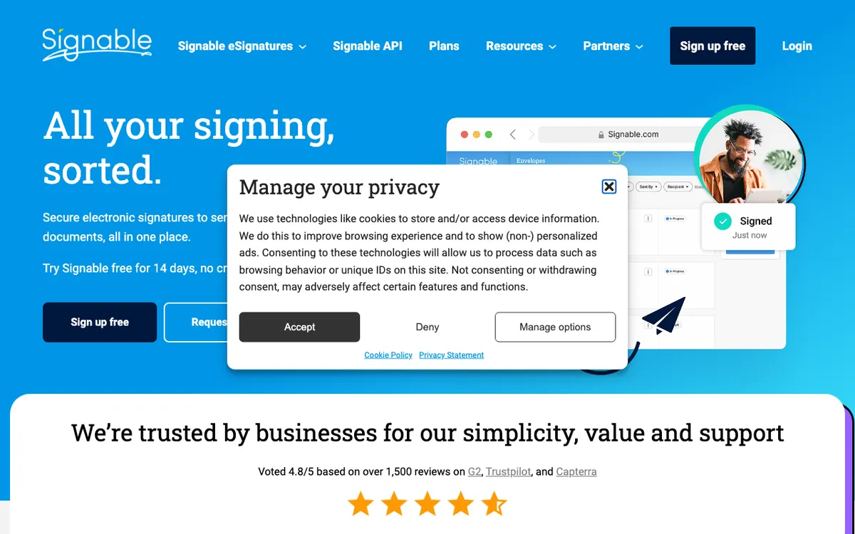 Signable website