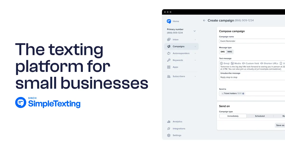 SimpleTexting website