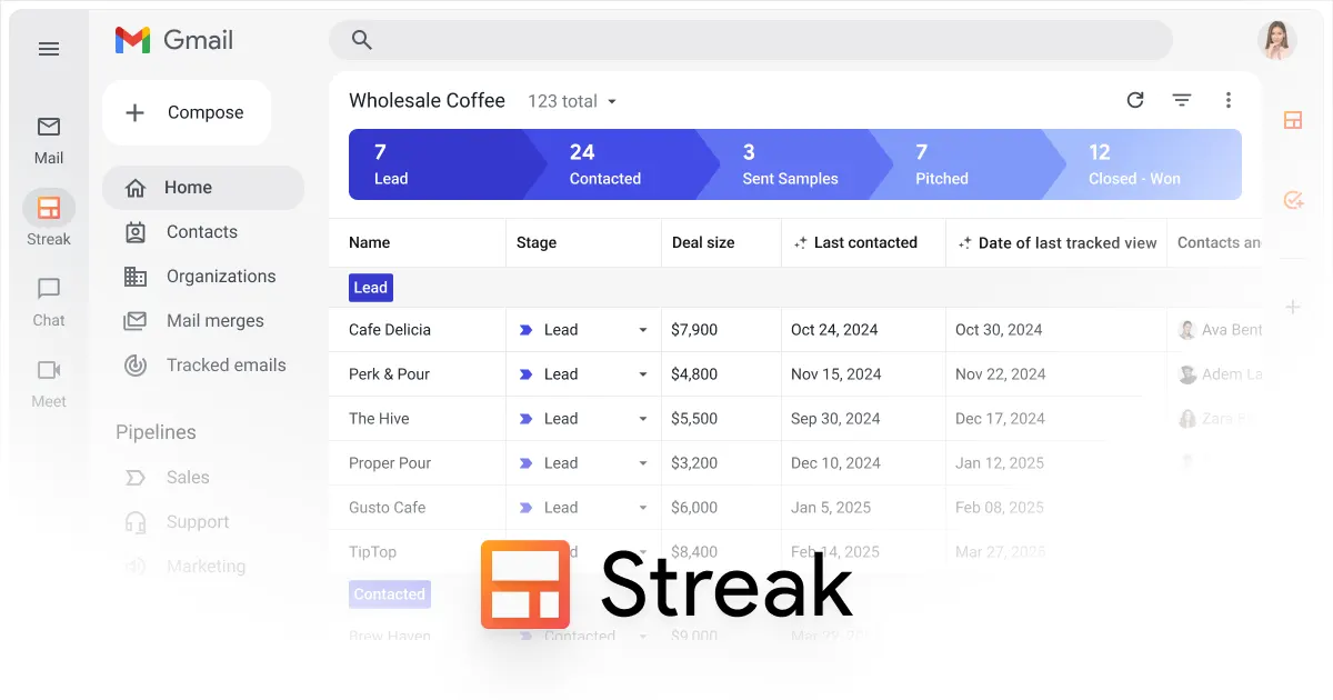 Streak - CRM for Gmail website