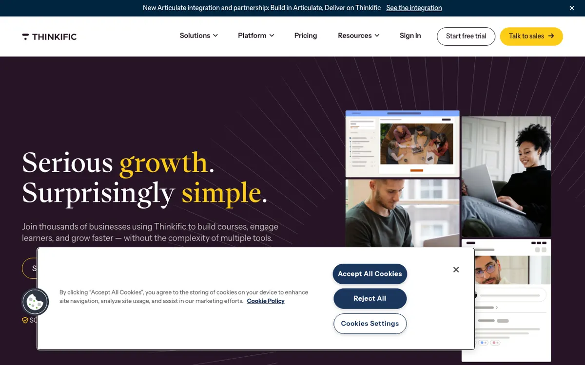 Thinkific website