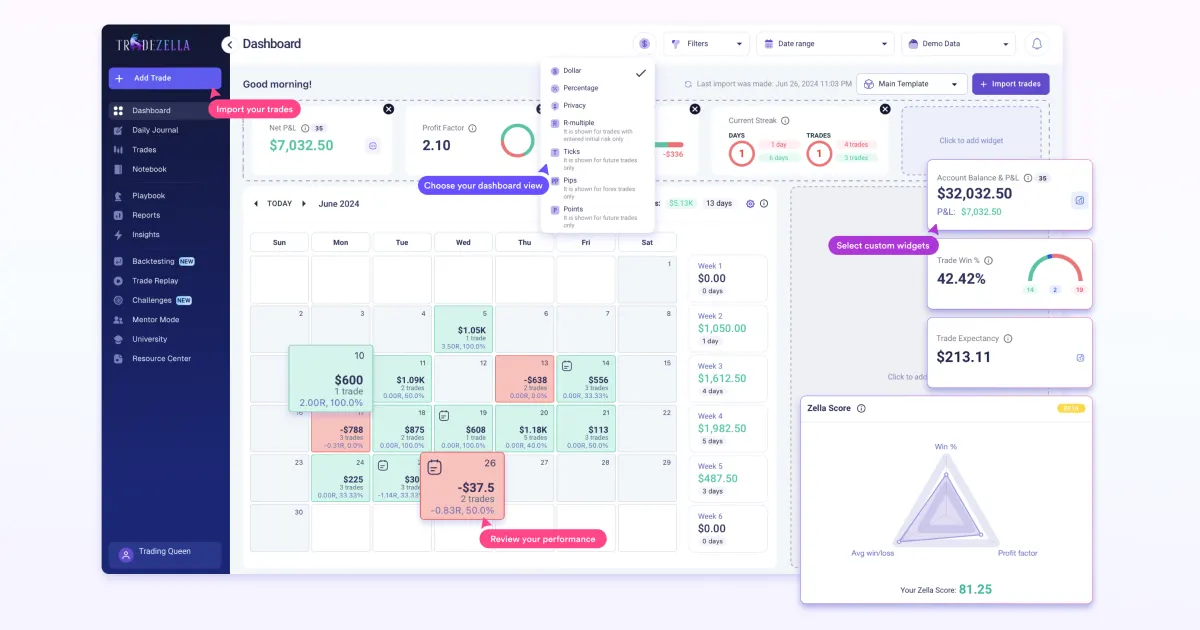 TradeZella website