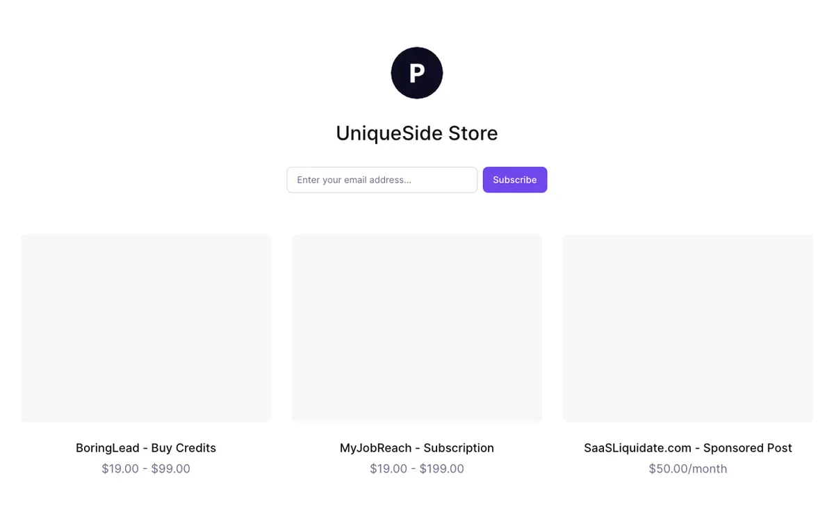 UniqueSide Store website